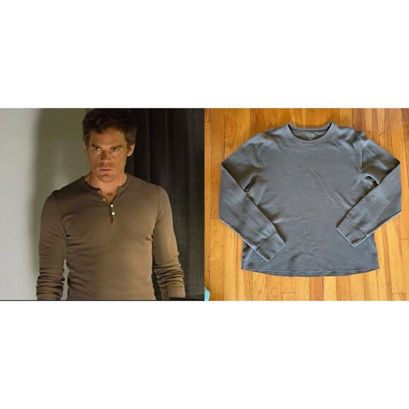 Dexter Kill Shirt - Large - Light Brown, Thermal Henley Waffle Knit, Base Layer - Picture 1 of 8